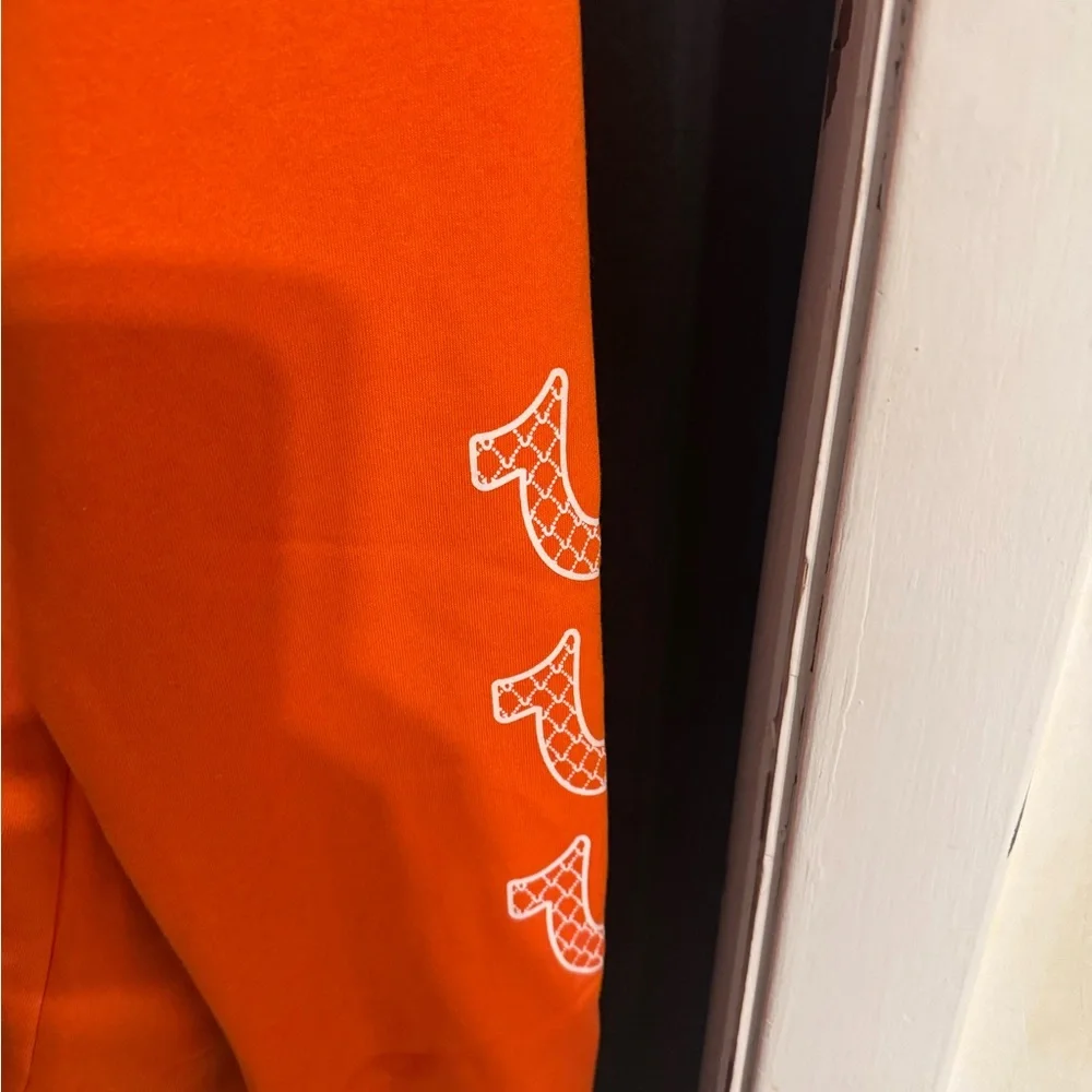 True Religion Bright Orange Logo Pullover Hoodie